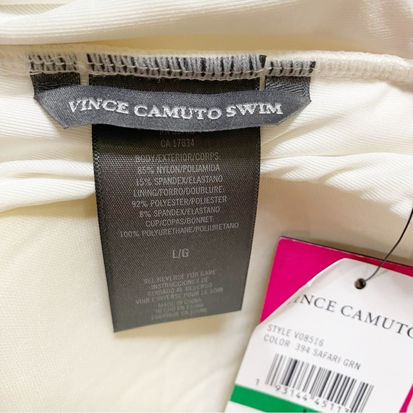 New Vince Camuto Draped Bandeau
Tankini Top Dip Dye Removable Strap Safari Green - Picture 7 of 11